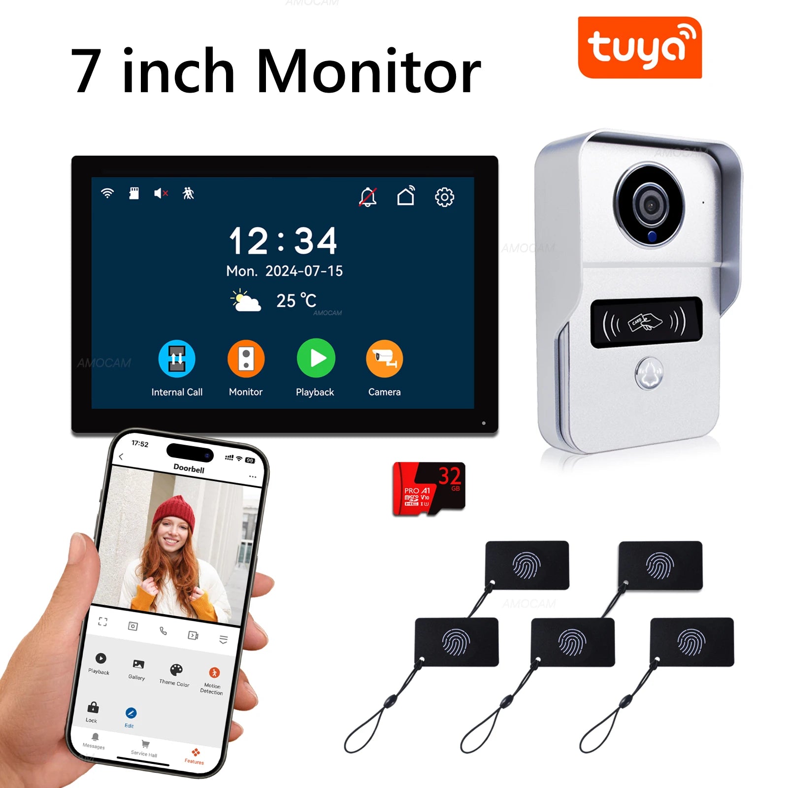 Large Intercom Interface 2 Wire Digital Video Intercom System, 7 / 10.1 Inch Wireless WIFI ...