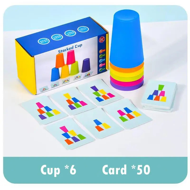 Stack Cup Game With Card &ndash; Educational Color Cognition NB18C1-Single