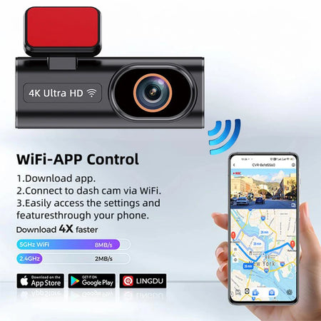 ACCEO Dash Cam WIFI GPS Mini Car DVR &ndash; 4K Front Dual