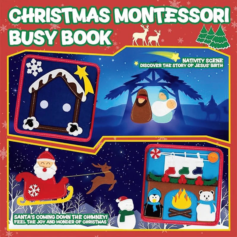 Montessori Christmas Busy Book For Toddlers With Interactive Sensory Travel Play