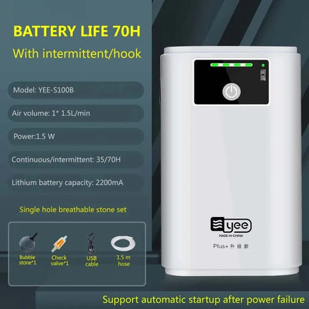 Fish Tank Oxygen Pump &ndash; 6000mAh 185H Silent Portable YE-S100B