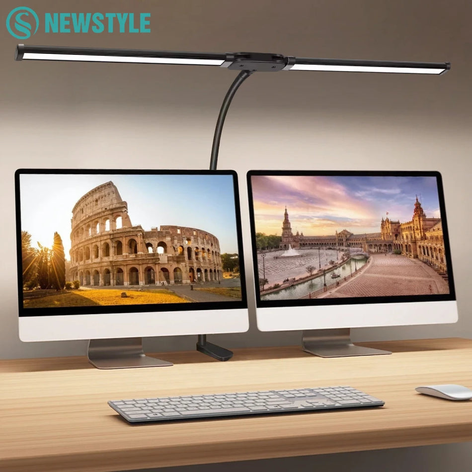 Lampe de bureau LED à 2 têtes avec pince, éclairage USB à 3 couleurs