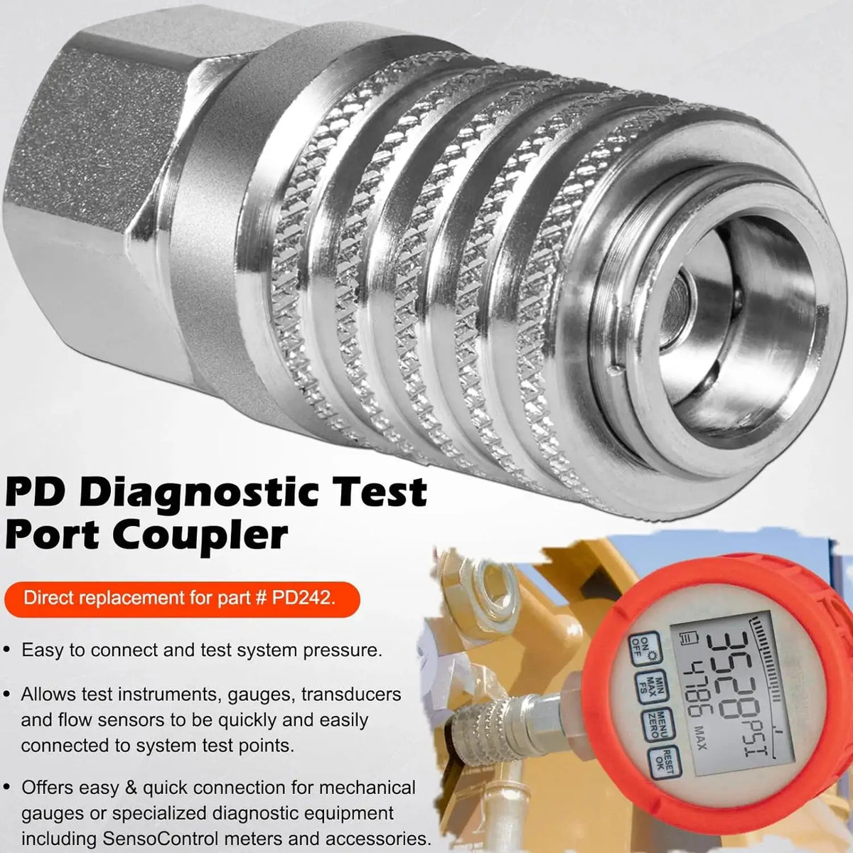 PD242 Series PD Steel Test Port and Diagnostic Equipment Quick Coupler with Female Thread 1/4"-18 NPTF, 1/8" Body Size by InterCyprus Trading Ltd