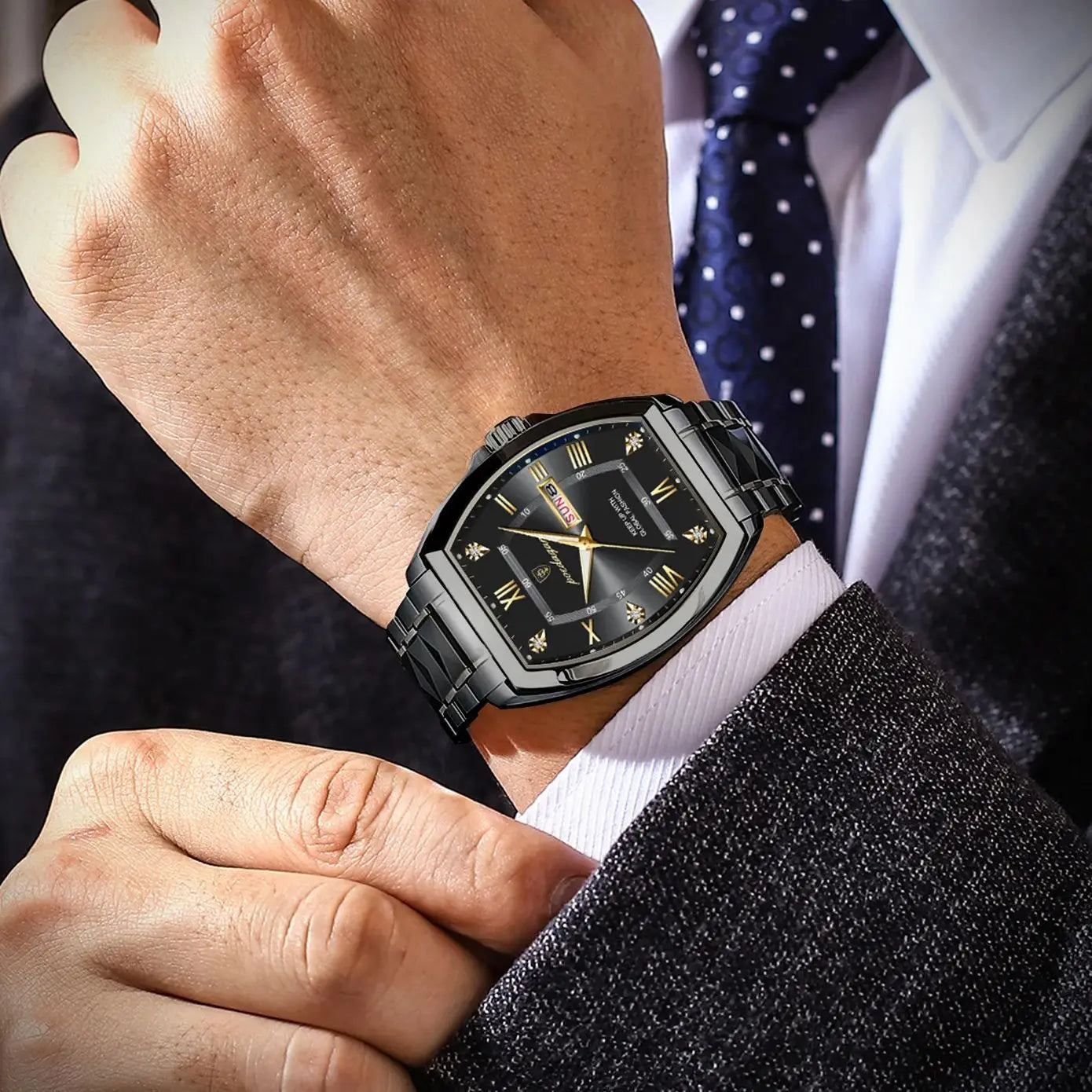 Poedagar Luxury Tonneau Men Wristwatch &ndash; Luminous Dial