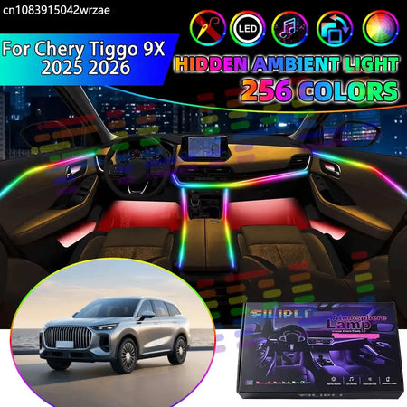 For Chery Tiggo 9X 2025 2026 Fulwin T9 RGB Car Interior Ambient Lights Strips Breathing Lighting Kit App Control LED strips Auto by InterCyprus Trading Ltd
