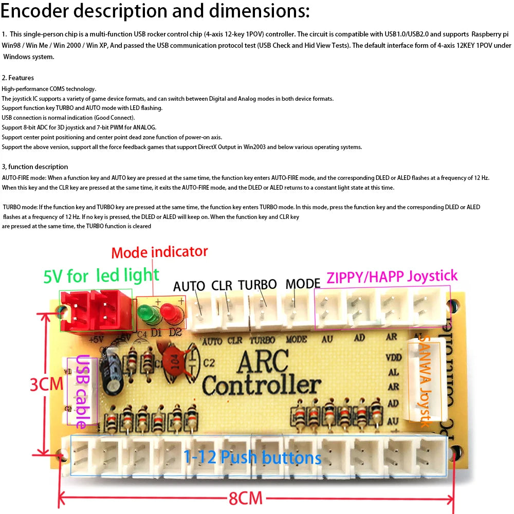 Arcade Joystick DIY Kit for PC and Raspberry Pi