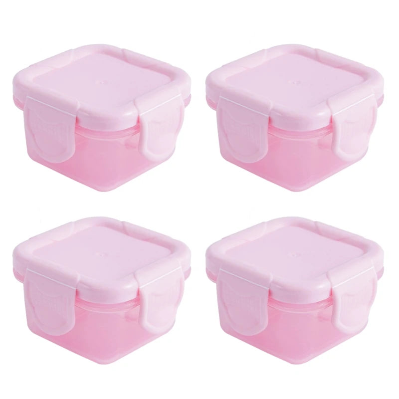 Set of 4 Baby Newborn Food Storage Containers - 6 Colors, 60ml, BPA Free Pink