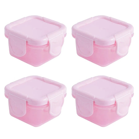 Set of 4 Baby Newborn Food Storage Containers - 6 Colors, 60ml, BPA Free Pink
