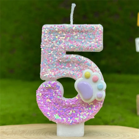 Glittery 3D Number Candles with Claw Theme for Birthday Cakes 5