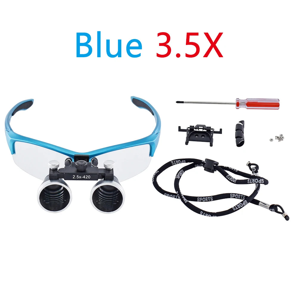 DY-101 Dental Loupe - Dual Magnification 2.5X or 3.5X blue 3.5X