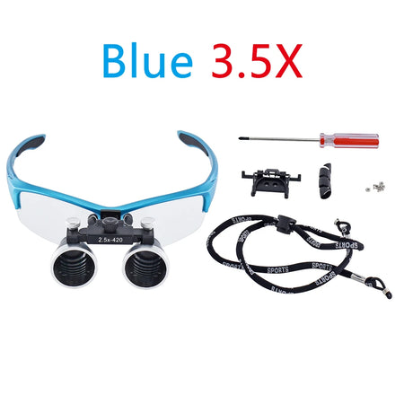 DY-101 Dental Loupe - Dual Magnification 2.5X or 3.5X blue 3.5X
