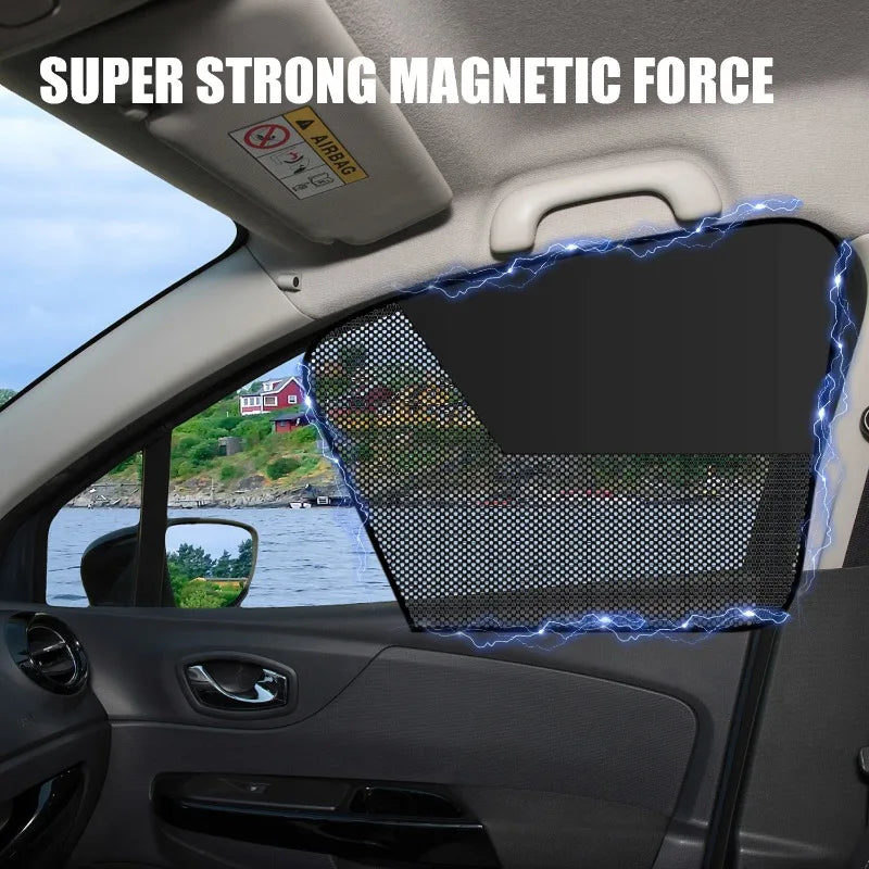 Magnetic Black Mesh Car Sunshade - Summer Privacy and Sun Protection
