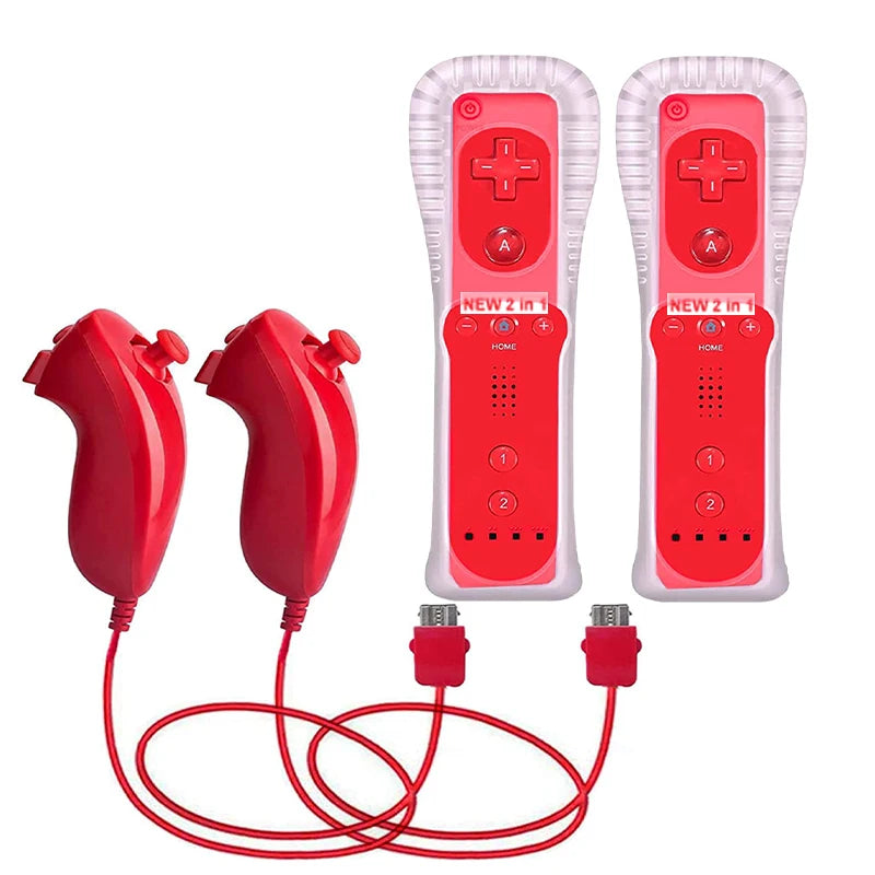 ZB063-67 Wii Remote With Nunchuck Built-In Motion Plus Red- 2 Set