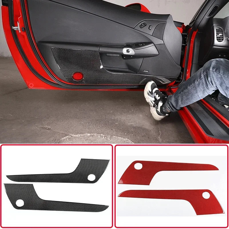 2Pcs Soft Carbon Fiber Door Covers For Corvette C6 2005 2013