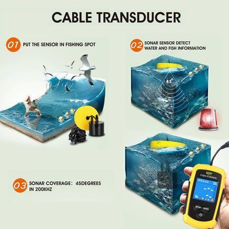LUCKY LCD Color Screen Portable Wired Fish Finder - 100M Sonar Depth Range