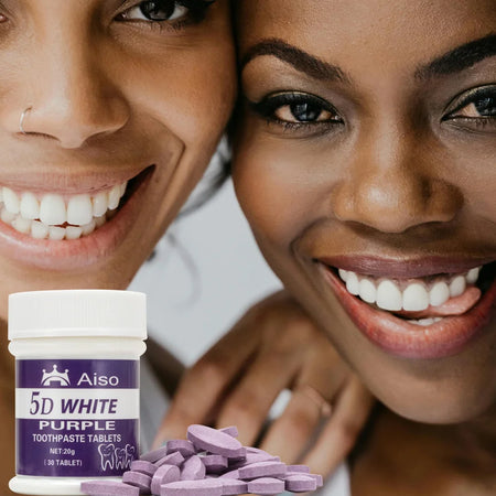 5D Travel Purple Whitening Toothpaste Chewable Tablets &ndash; Convenient Oral Care for On-the-Go Freshness