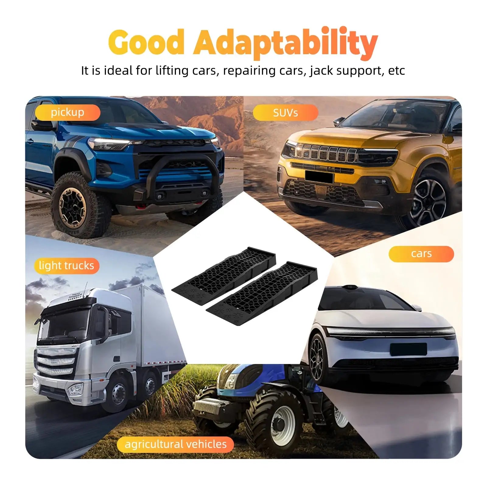 2Pcs Heavy Duty Car Ramps 3T - Portable Plastic Ramps