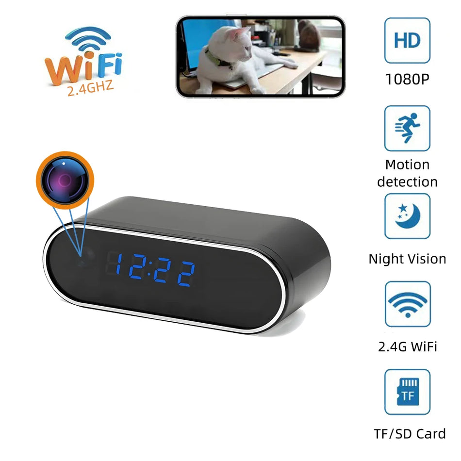 Wireless Mini Clock Camera &ndash; 4K HD Night Vision Setup