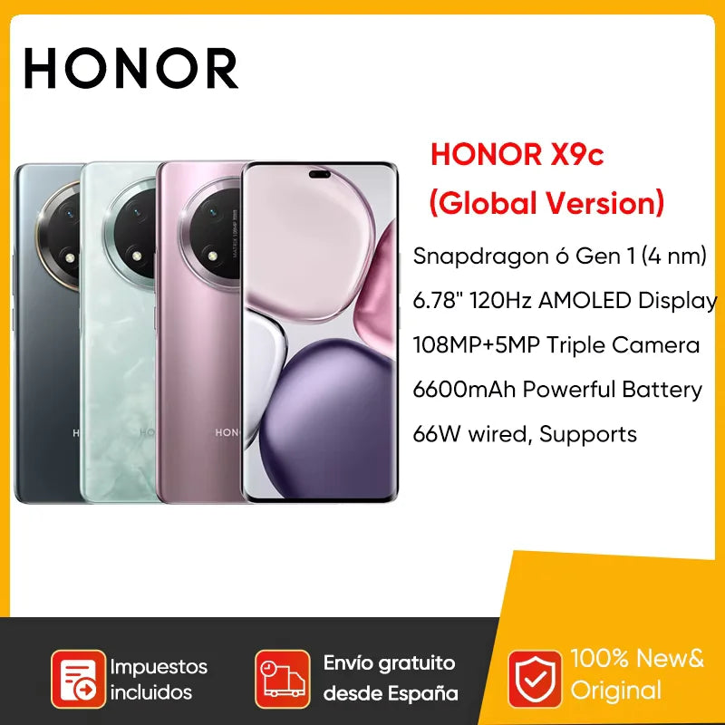 Global Version HONOR X9c 5G 6.78&quot; 120Hz Curved Screen 108MP Triple Cameras 6600mAh Battery Android14 Dual SIM 100% New Original Titanium Black / spain / 12GB|256G