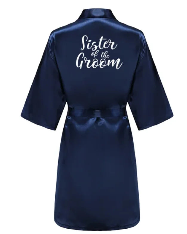 Elegant Navy Blue Satin Silk Robe for Women - Perfect for Weddings &amp; Special Occasions