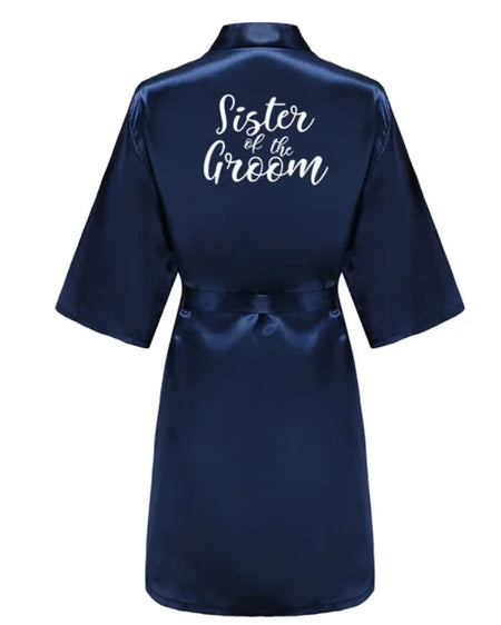 Elegant Navy Blue Satin Silk Robe for Women - Perfect for Weddings &amp; Special Occasions