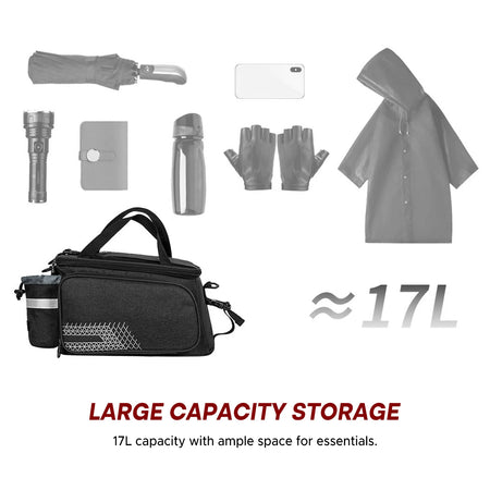 Bike Saddle Bag Rear Bike Rack Bag 17L &ndash; All In One Design