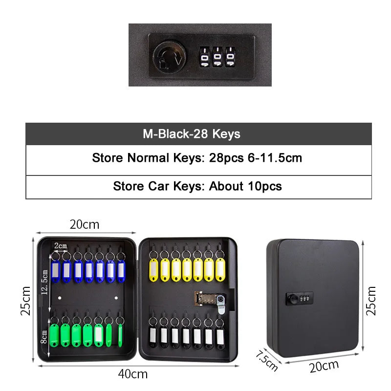 Key Safe Box New Multi Keys Storage &ndash; Secure Key Organizer M-black-code