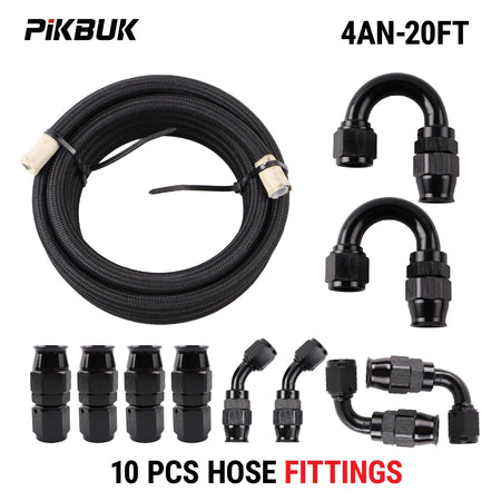Black Nylon Braided Fuel Hose Kit With PTFE Liner And AN4 6 8 10 Fittings by InterCyprus Trading Ltd