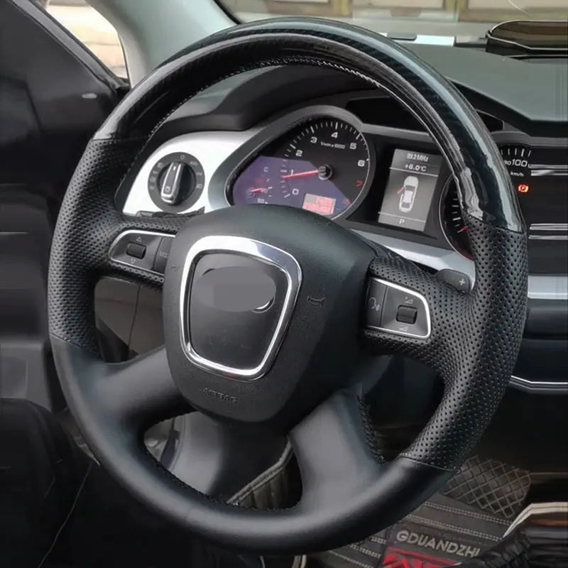 Hand Stitched Leather Steering Wheel Cover for Audi A4 B7 A6 C6 Q5 Q7 by InterCyprus Trading Ltd
