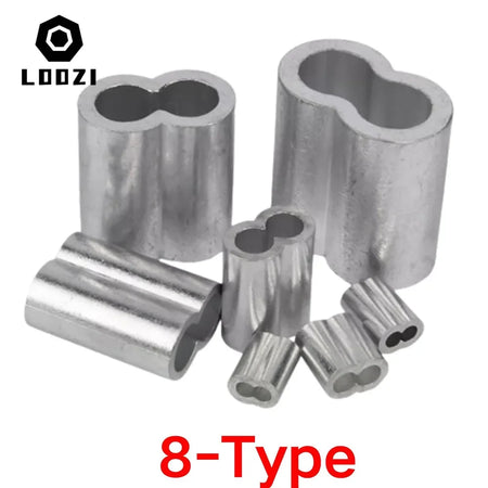 Aluminium 8-Type Wire Rope Crimp Sleeves and Ferrules for Secure Cable Locking 8 Type / 1.5mm  (50Pcs)