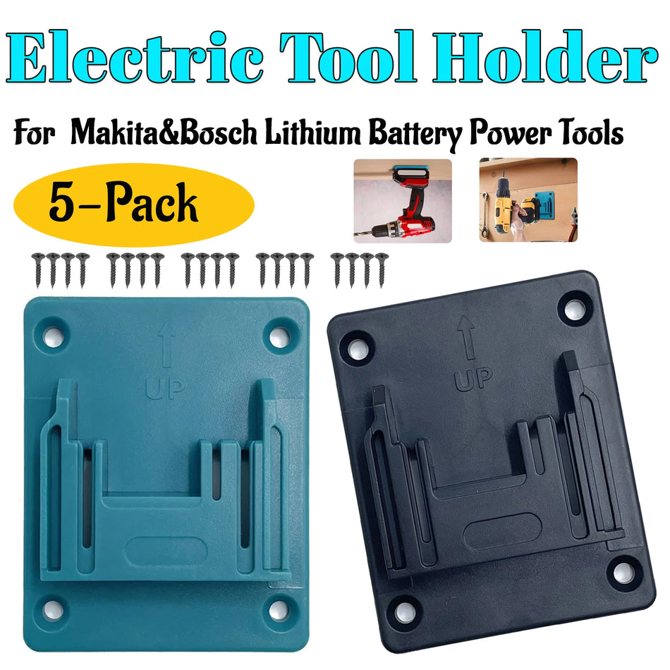 Suporte de Furadeira Montado na Parede 5 Pcs para Ferramentas Bosch Makita 18V em ABS de Alta Resistência
