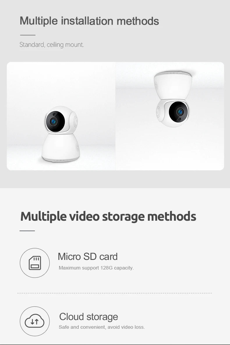 V380 Pro WiFi 4MP PTZ Indoor Security Camera RJ45 Port HD Motion Tracking Two-way Audio Baby Monitor CCTV Camera, No SD Card