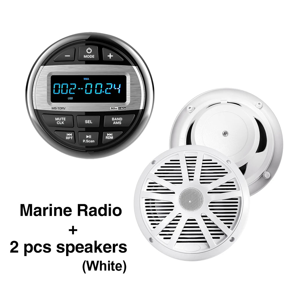 MS-10RV-1 - Waterproof IPX5 Bluetooth RV Media Player Radio White
