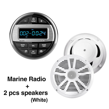 MS-10RV-1 - Waterproof IPX5 Bluetooth RV Media Player Radio White