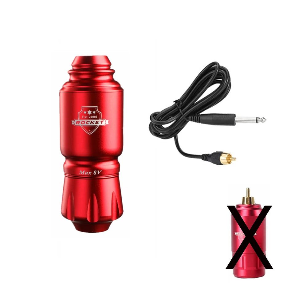 Rocket Tattoo Pen Rotary Gun TT009 &ndash; Rechargeable RCA Power Red Pen