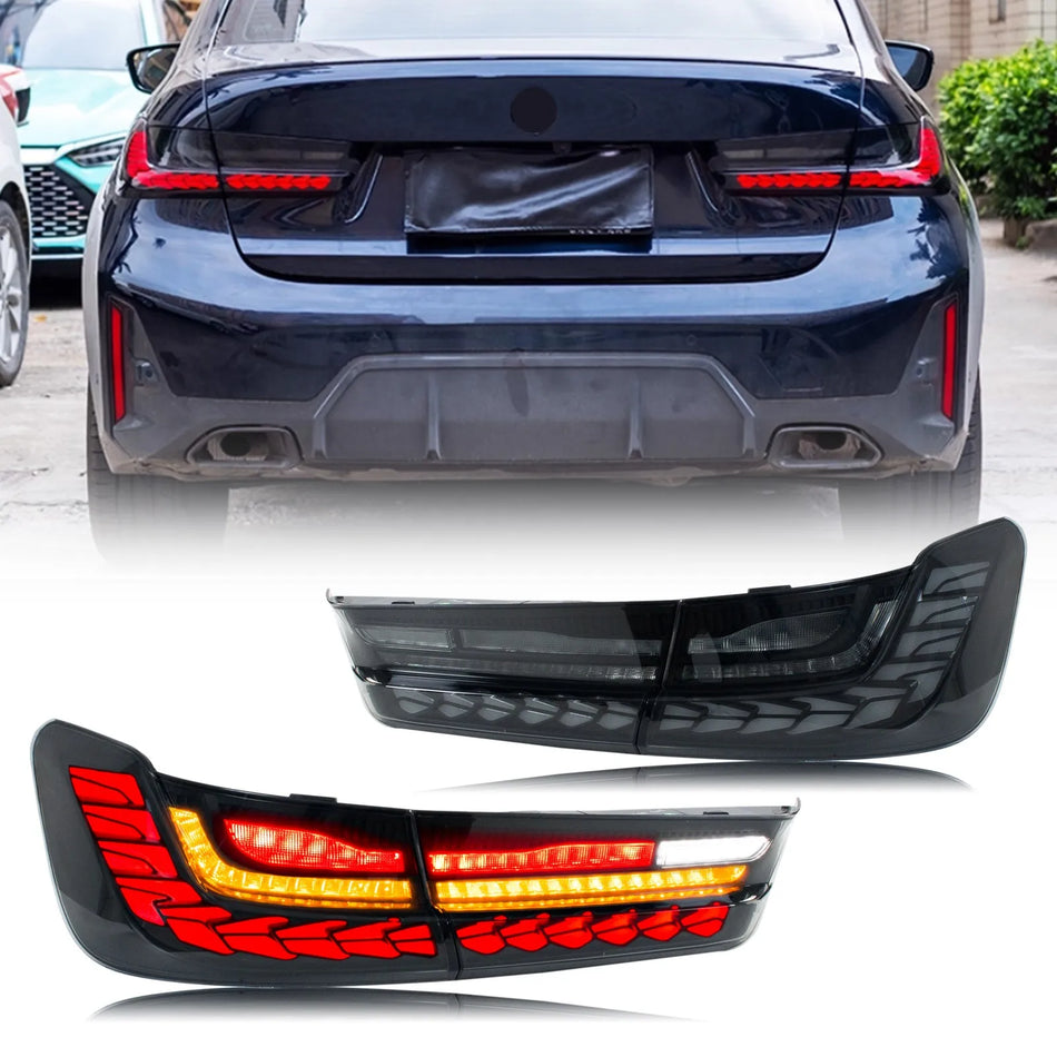 BMW 3-Series LED Tail Lights, RGB Sequential, Black Plastic