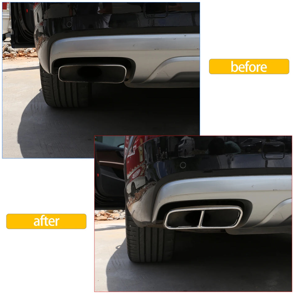 Audi Q7 2016 2019 4M Nerezová ocel Černý kryt výfukové trubky