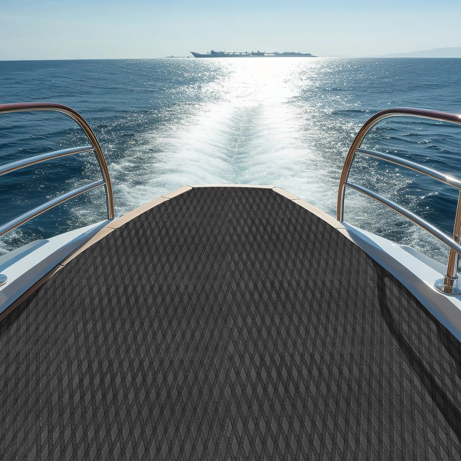 90.55x21.65in Black Grey EVA Boat Mat &ndash; Non-Skid Carpet