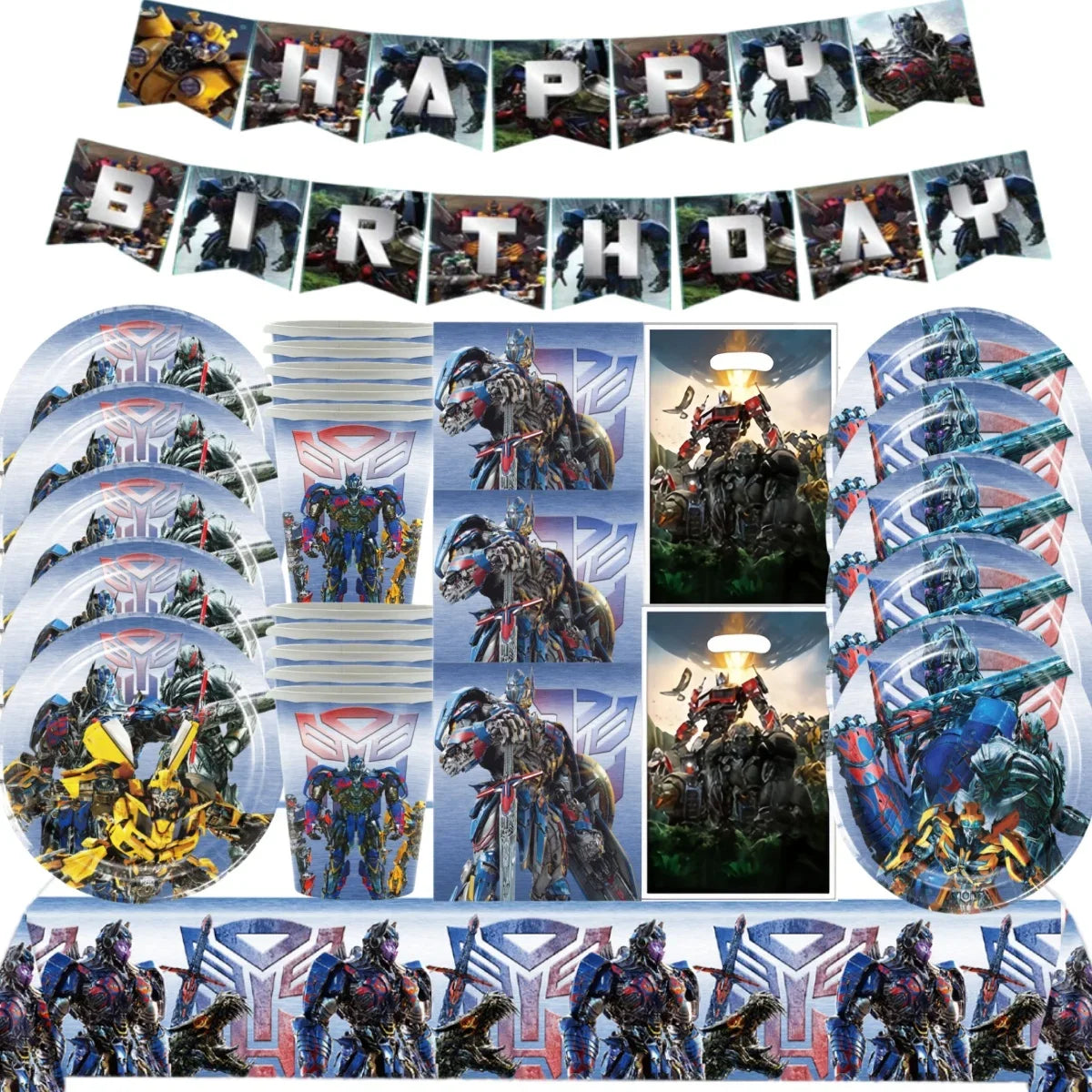 Bumblebee Birthday Party Supplies | Disposable Transformers Tableware Set