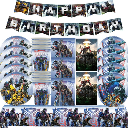 Bumblebee Birthday Party Supplies | Disposable Transformers Tableware Set
