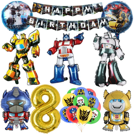 Bumblebee Birthday Party Supplies | Disposable Transformers Tableware Set balloon-34pcs 8 / CHINA