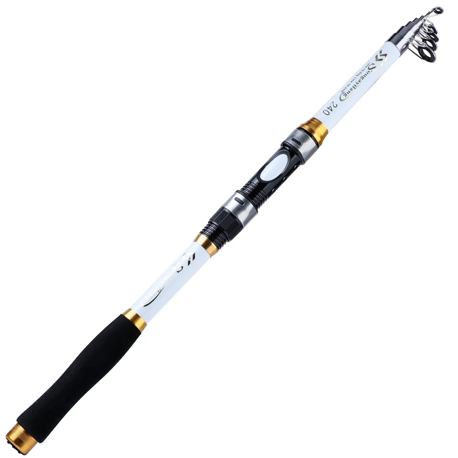 Sougayilang Telescopic Fishing Rod - 4 Colors, Glass Fiber, EVA Handle, 1.8m-2.7m WHITE / 2.1 M