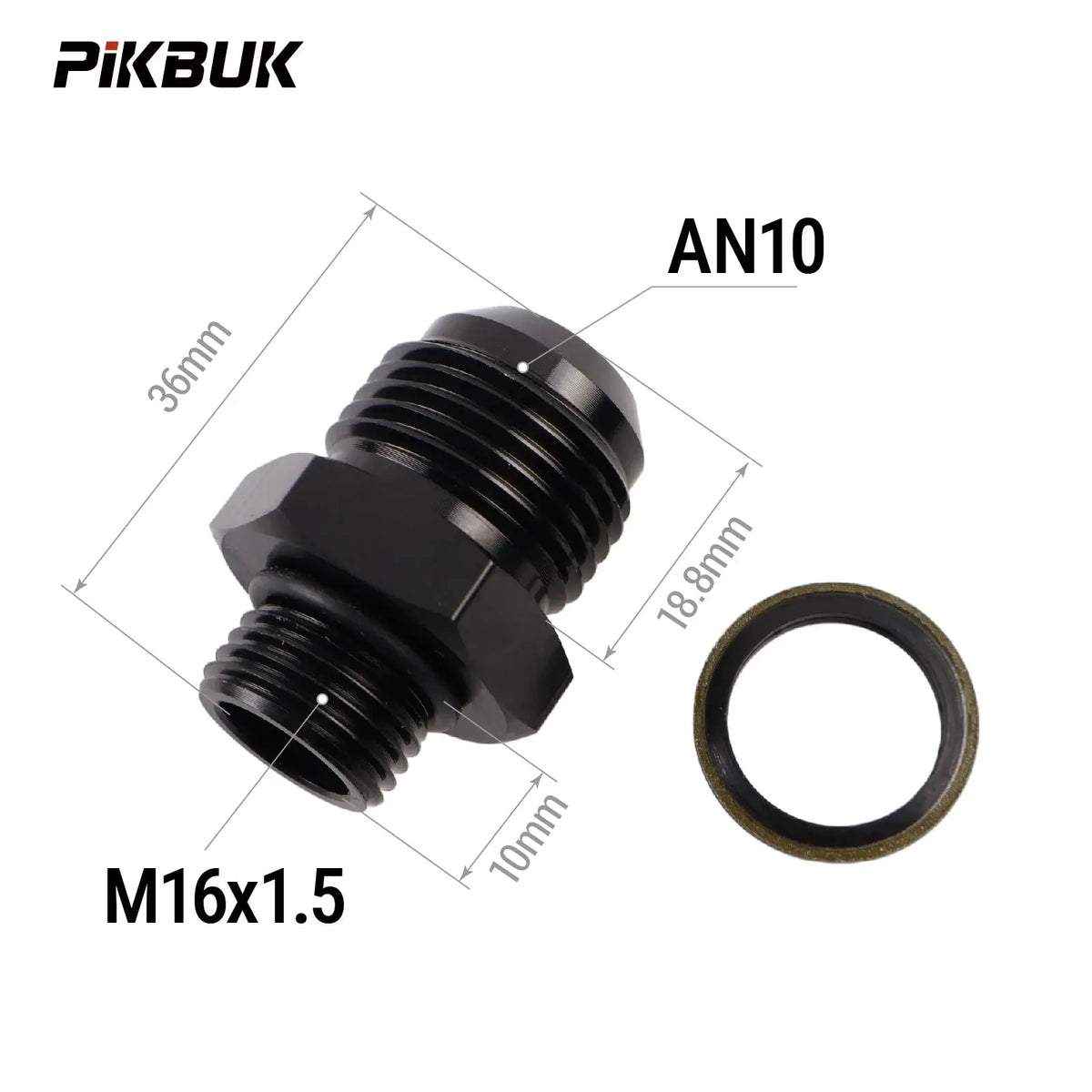 PIKBUK Aluminum AN10 to M12/14/16/18/20/22x1.5 Adapter Flare Fitting Auto Hose Fitting Male Oil Cooler Fitting by InterCyprus Trading Ltd
