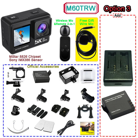HUAFANT Action Camera &ndash; 5K Ultra-HD with Dual Screens M60TRW Option 3