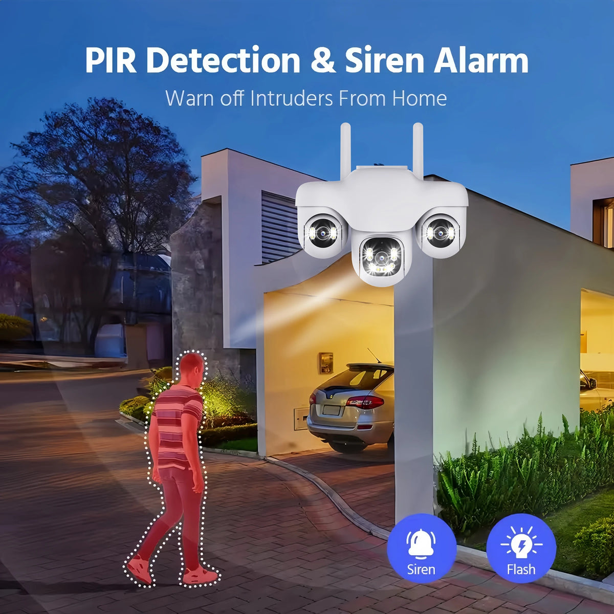 15MP WiFi Camera Outdoor HD Three Lens Three Screen PTZ IP Cam Human Auto Tracking Waterproof Smart Security Surveillance CCTV