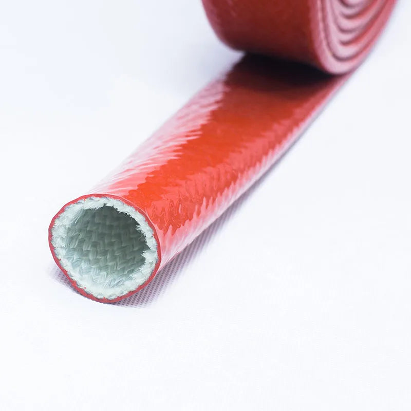 Tube en fibre de verre haute température avec revêtement en silicone, manchon ignifuge tressé 1m