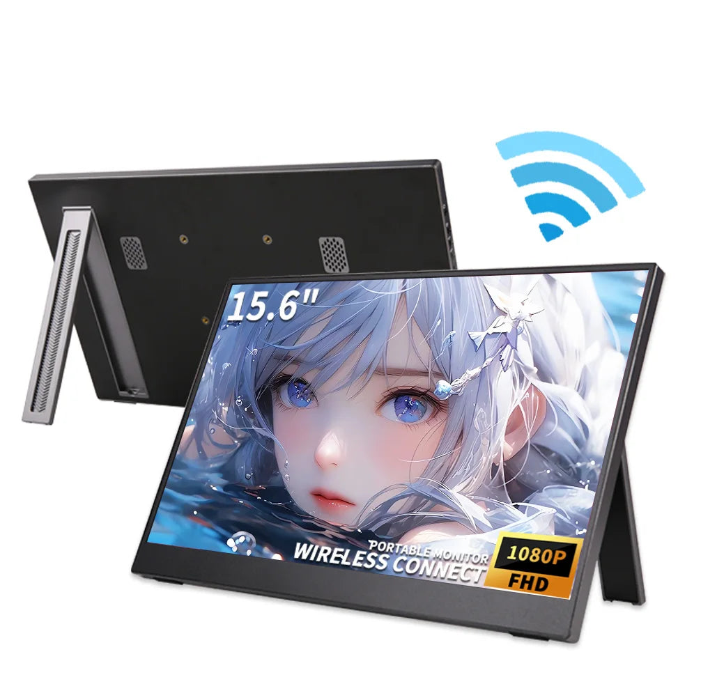 Wireless Portable Monitor 15.6 Inch &ndash; Ultra Slim Design with WiFi Connectivity black