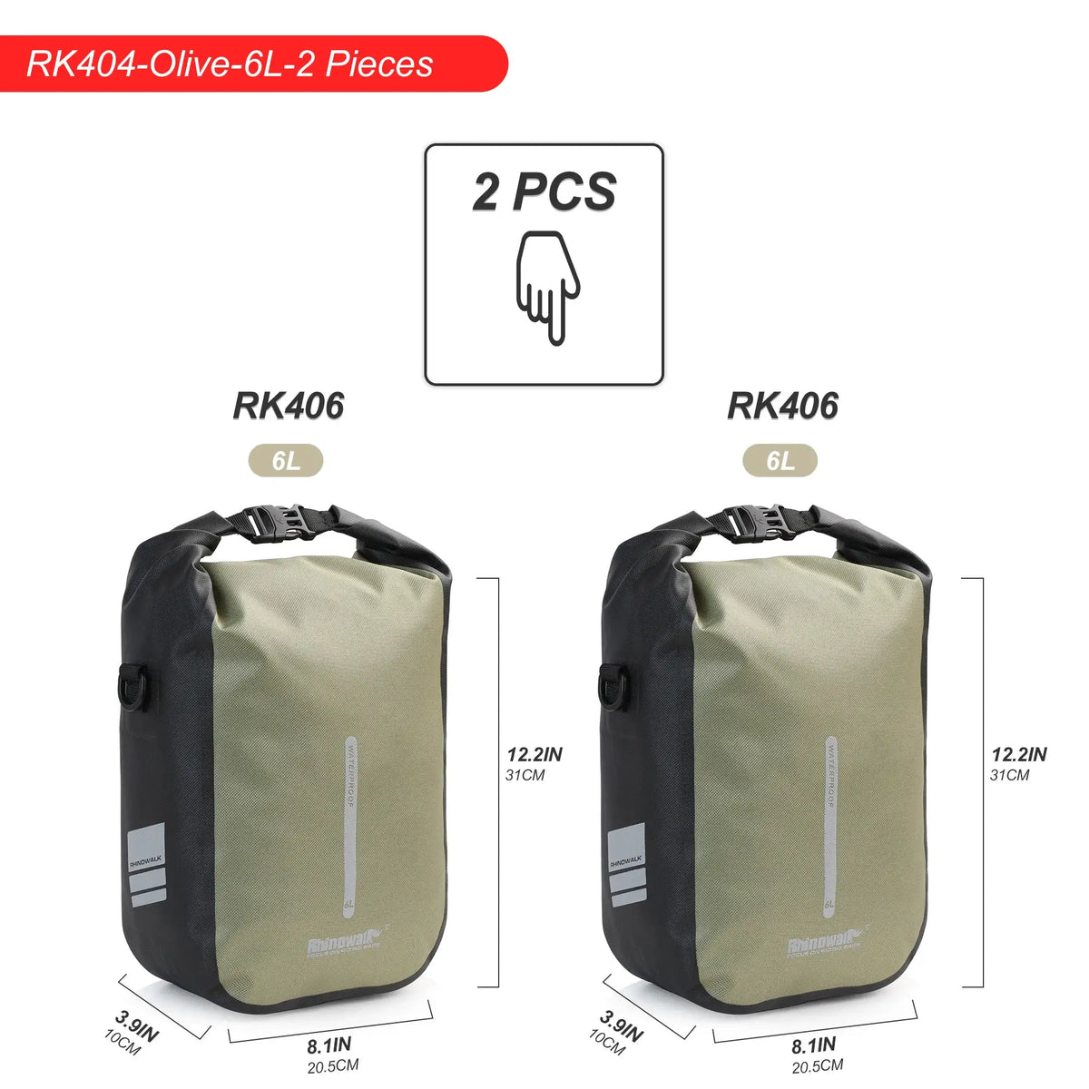Rhinowalk 2 PCS Bike Quick Release Front Fork Bag 4L/6L Waterproof Cycling Electric Scooter Vehicle Bag Storage Accessory by InterCyprus Trading Ltd