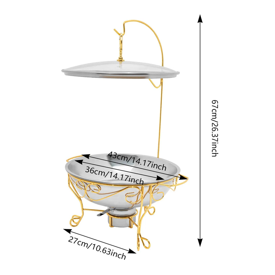 Runder Stainless Steel Chafing Dish 1.59 Gal 2 Trays