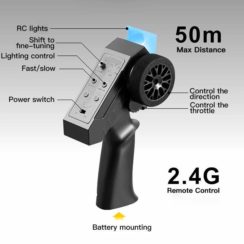 ZWN 1:12 RC Car MN82 PRO with Controllable Headlights - 4WD Off-Road Truck for Kids